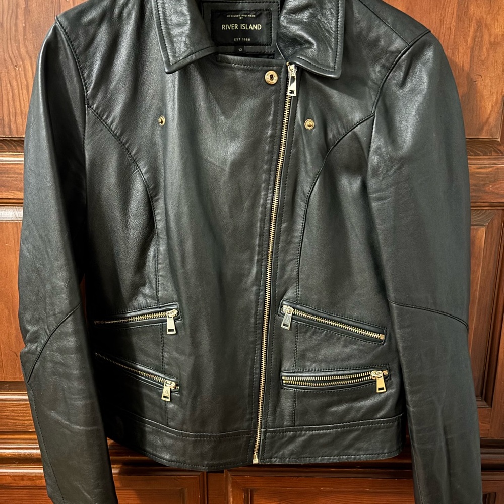 River Island Black Leather Biker Jacket